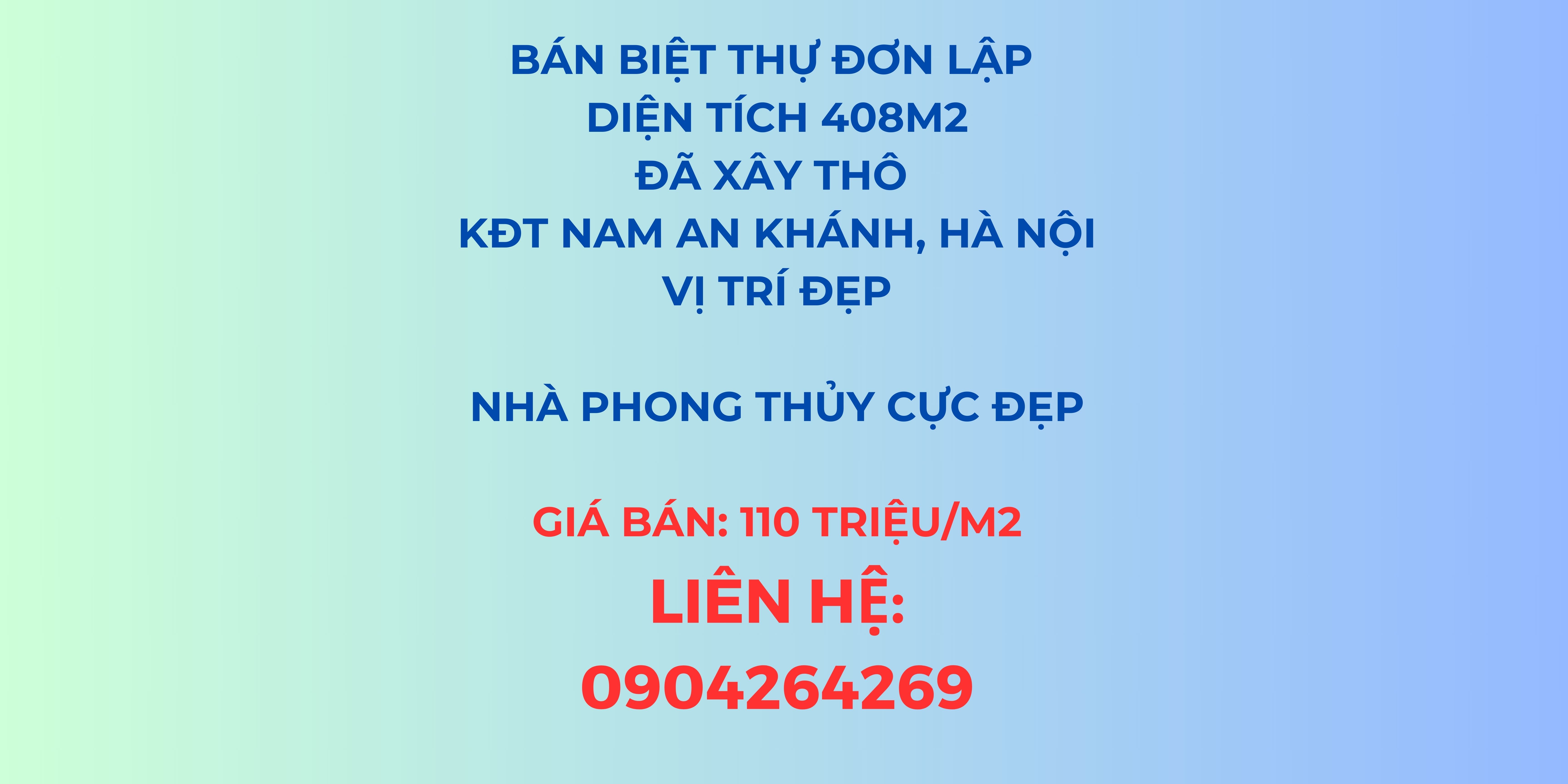 Bán biệt thự đơn lập, diện tích 408m2, đã xây thô, khu đô thị Nam An Khánh Hà Nội - Ảnh chính